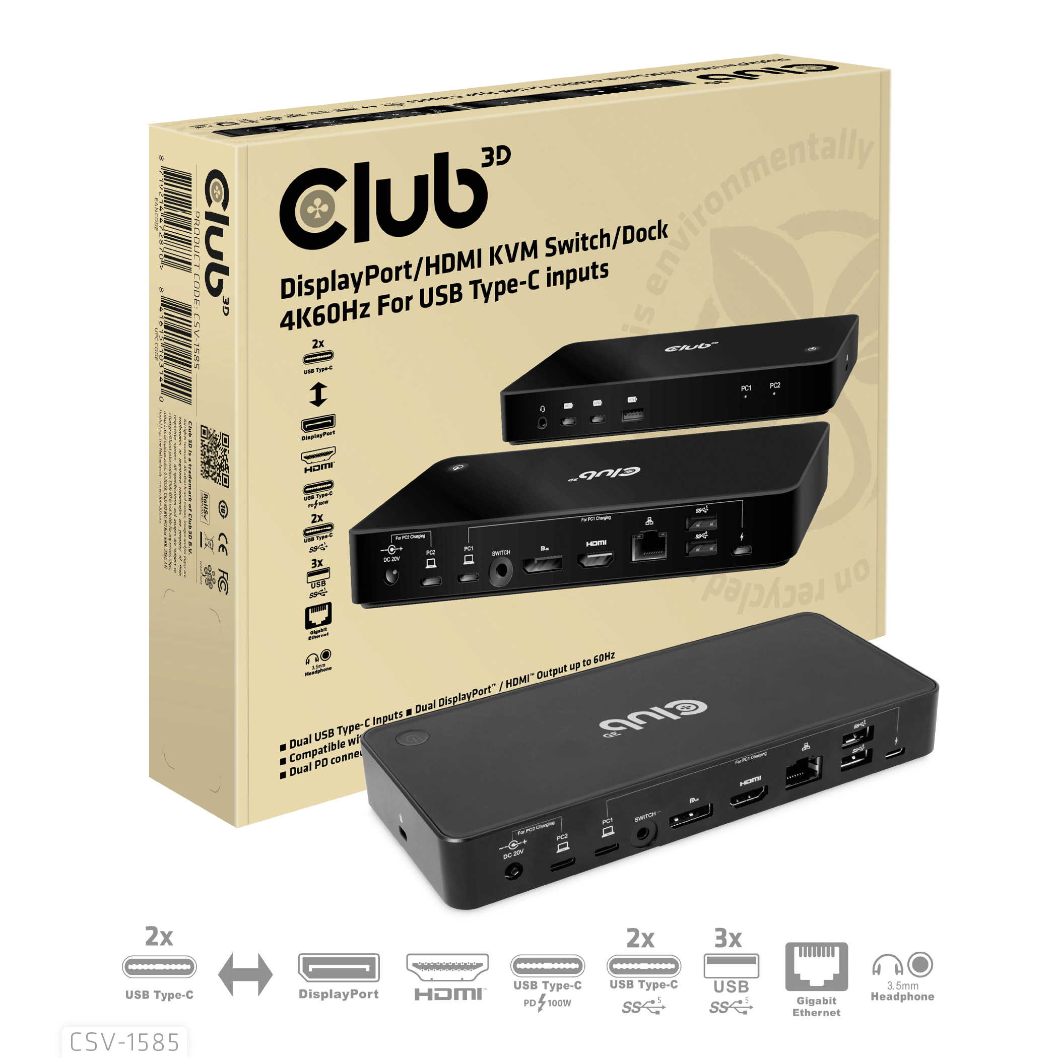Club3D USB-C Docking Station 120 W (CSV-1585)